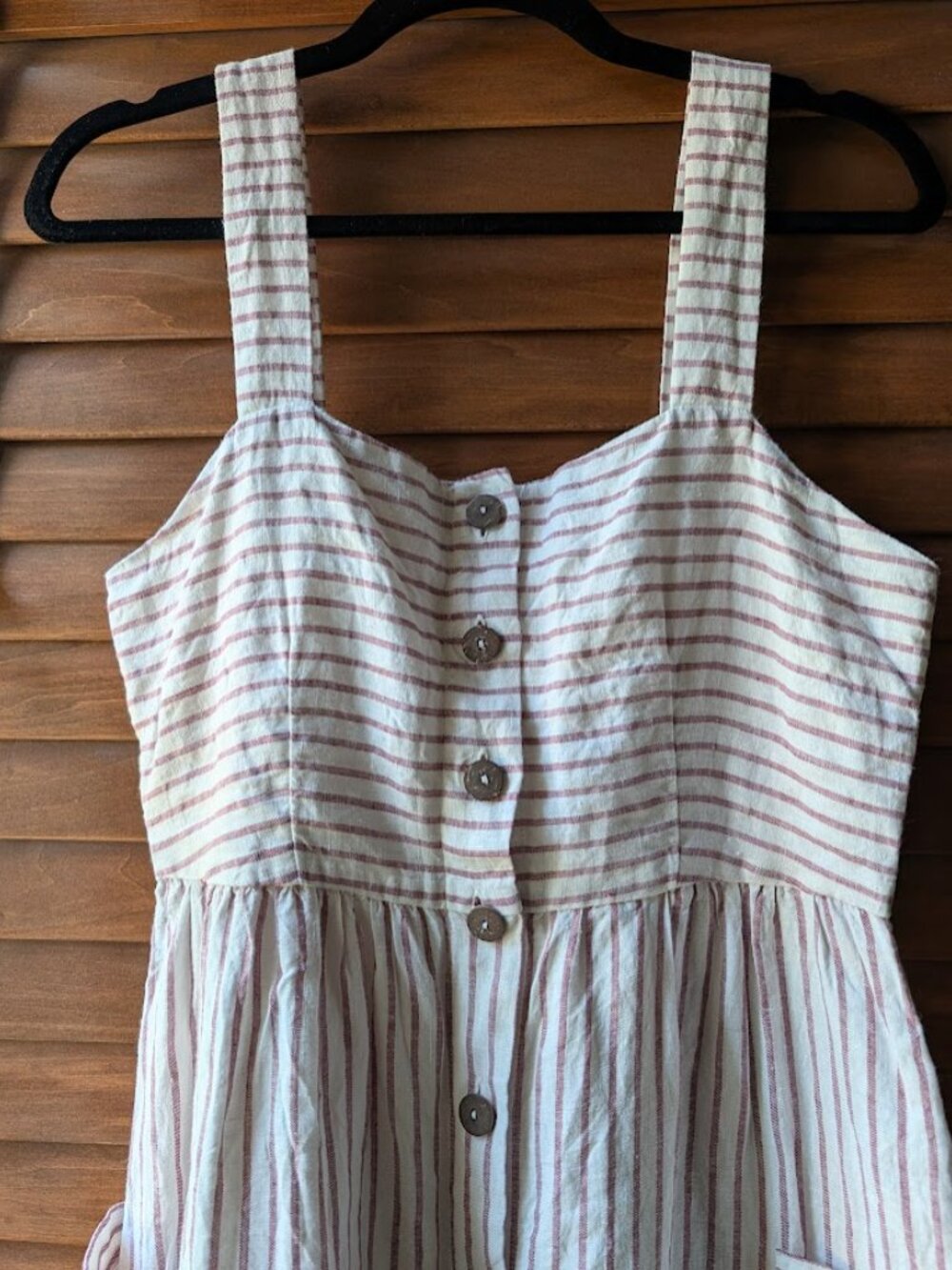 Artisan NY Linen Jumper Dress Red White Stripes Button Front Lagen Look Sz:4 - Picture 3 of 14